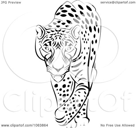 Clipart Walking Jaguar Black And White Royalty Free Vector