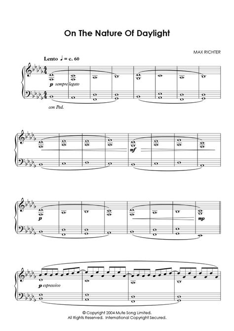 On The Nature Of Daylight By Max Richter Piano Sheet Music