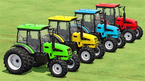 Transporting Spreading Lime With Colored John Deere Lawn Tractors