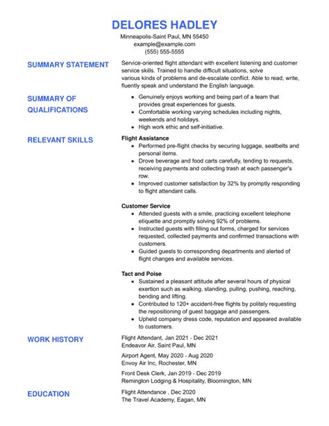 Best Flight Attendant Resume Examples For 2024