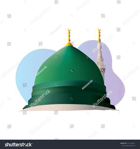 Madinamasjid Nabawi Vector Draw Madina Tun Vector De Stock Libre De Regalías 1572198811