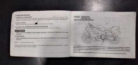 Libretto Uso Manutenzione Manuale Honda Cbr Rr Fire Blade