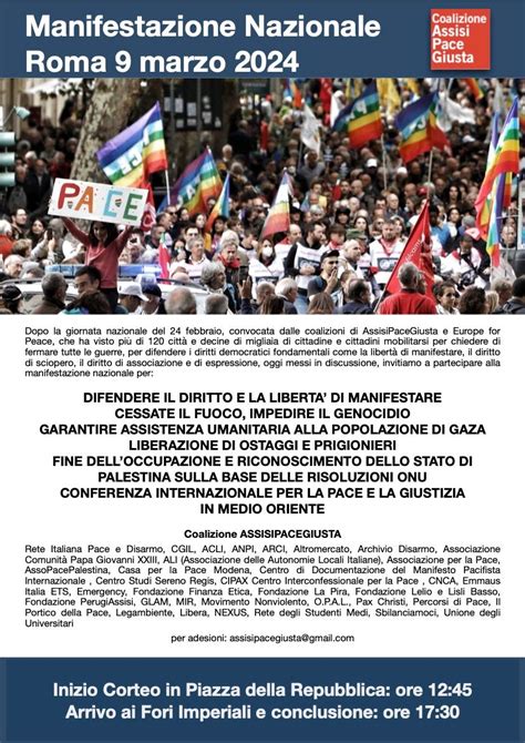 9 MARZO 2024 MANIFESTAZIONE NAZIONALE PER LA PACE A ROMA