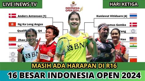 JADWAL DAN DRAW 16 BESAR INDONESIA OPEN 2024 HARAPAN ADA TIPIS START