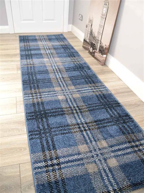 Glendale Blue Tartan Rugs Supermarket