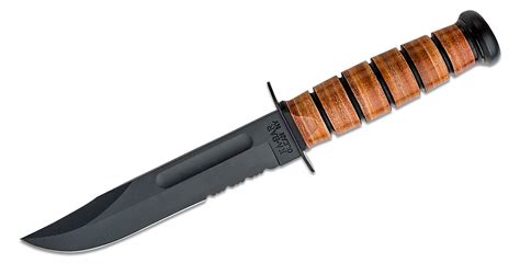 KA BAR 1219 US Army Fighting Knife 7 Combo Blade Leather Handles