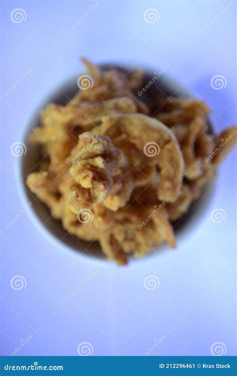 Oyster Mushroom Chips Crunchy Tasty In A White Bowl Stock Image