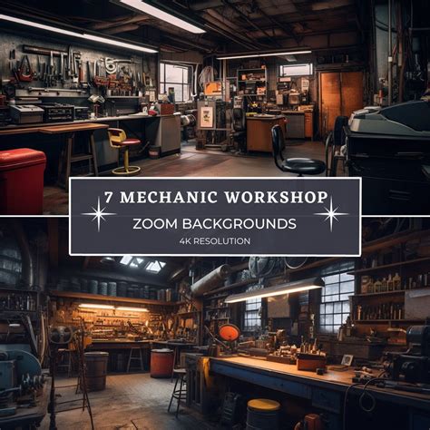 7 Pack of Mechanic Garage Workshop Zoom Backgrounds, Version 1 ! Unique ...