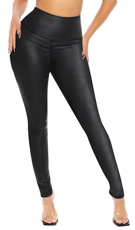 Cross1946 Womens High Waist Faux Leather Leggings Skinny Pu Elastic