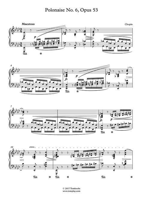 Free Sheet Music Opus Chopin Frdric Polonaise In A Flat Major