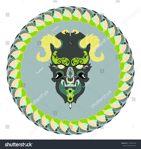 Demon mask with horns in the patterns - Royalty Free Stock Photo ...