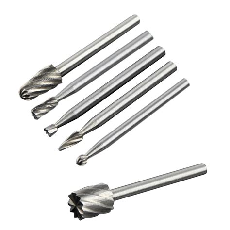 6 Pcs HSS High Speed Steel Rotating Rotary File Grinding Head Electric