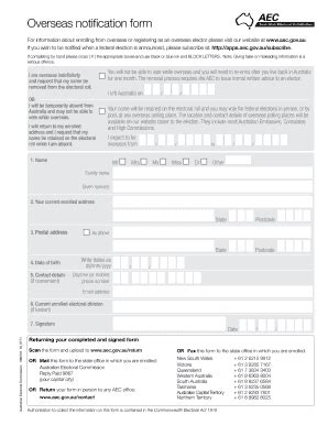 Fillable Online Overseas Notification Form For Information About