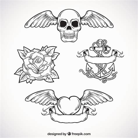 Pack De Tatuajes Dibujados A Mano Vector Gratis