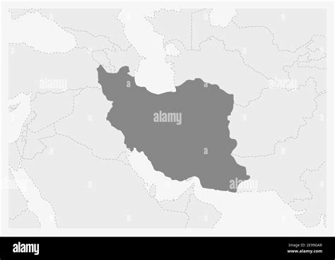 Map of Middle East with highlighted Iran map, gray map of Iran with ...