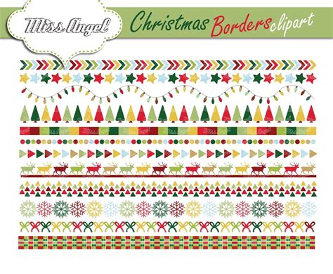 Christmas Borders Clipart, Borders Clip Art Set. Digital Christmas ...