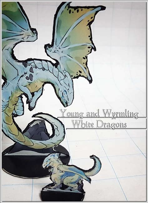 White Dragons - Young and Wyrmling Cut out Miniatures - Dungeon Masters Guild | DriveThruRPG.com