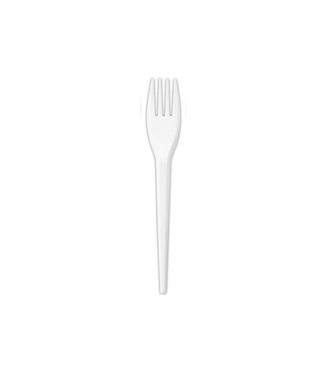 White Plastic Fork 7"