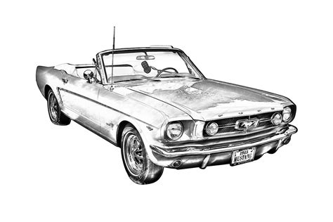 1965 Red Ford Mustang Convertible Drawing By Kwjphotoart Redbubble