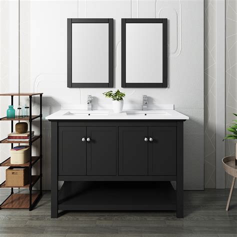 48 Traditional Double Sink Bathroom Vanity With Mirrors And Color Options