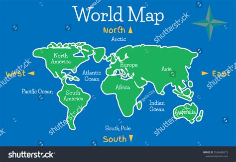 World Map Vector Illustration Children Continents Stock Vector (Royalty ...