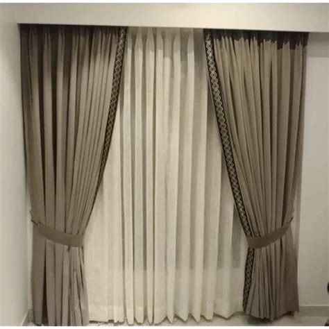 Brown And White Feet Plain Cotton Window Curtain For Home At Rs