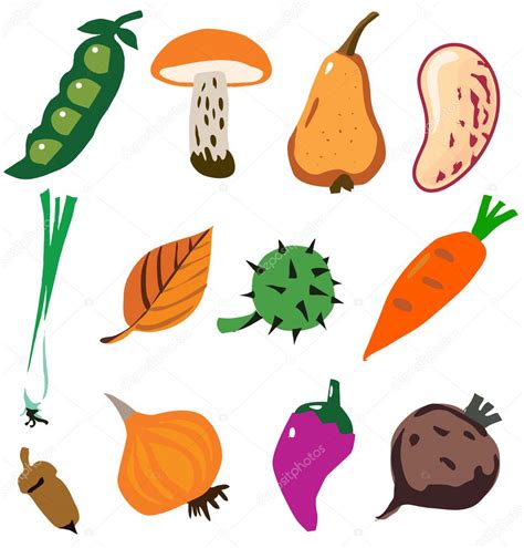 Vegetables Doodle Cartoon Set Vector Illustration Stock Vector