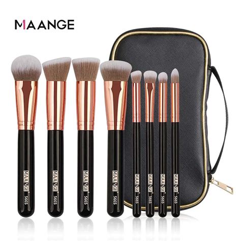 Maange Pro 8pcslot Makeup Brushes Set With Case Soft Synthetic Hair