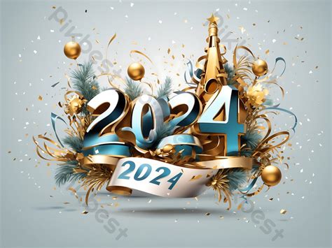 Happy New Year Celebration Blue 2024 Backgrounds Psd Free Download