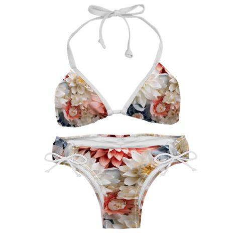 Petal Flower Swimwear Bikini Set With Detachable Sponge Adjustable