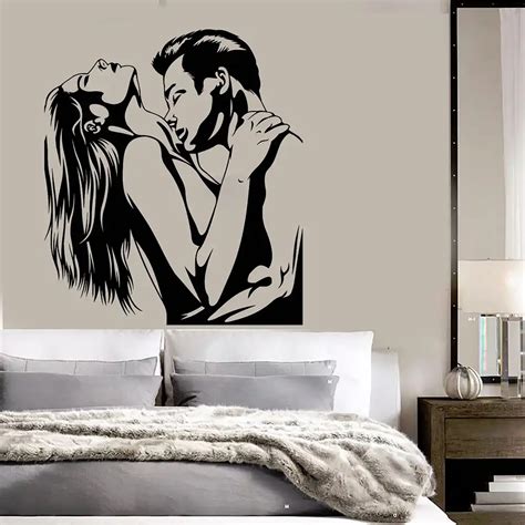 Loving Modern Style Decoration Wall Stickers Man Kissing With Woman Pattern Art Designed