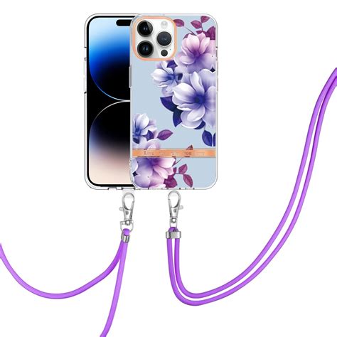 Flowers And Plants Series Imd Tpu Phone Case With Lanyard For Iphone 14