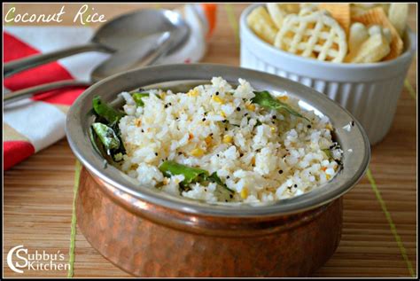 Coconut Rice Recipe Thengai Sadam Recipe Subbus Kitchen