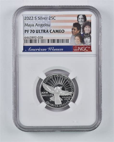 PF70 2022 S Maya Angelou American Women Silver Quarter Graded NGC