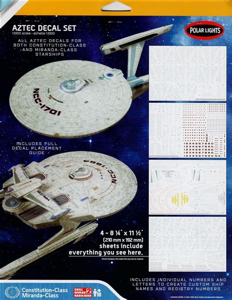 Star Trek Aztec Decal Set For Enterprise Reliant Kits By Polar Lights