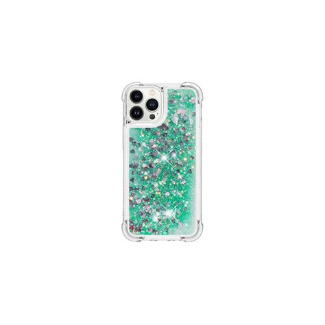 SKALO iPhone 15 Pro Kvicksand Glitter Hjärtan TPU skal Grön