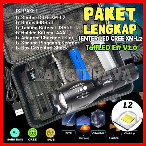 Jual PAKET Senter LED Cree XM P50 Police SWAT TaffLED E17 By TaffWare