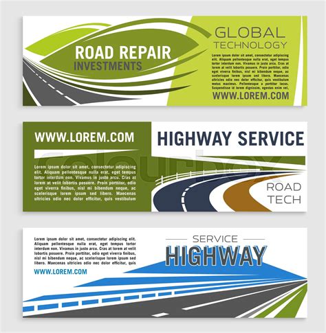 Road Construction And Repair Banner Template Set Stock Vector Colourbox