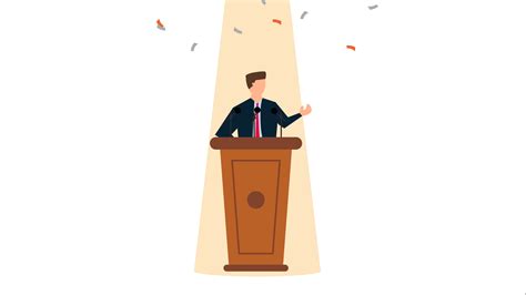 Public speaking skill, Animation of Confident businessman speaking on ...