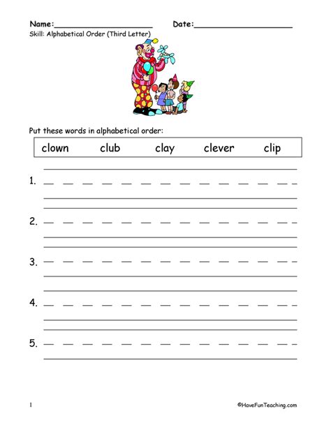 Alphabetical Order Worksheet To The Third Letter Have Fun Teaching