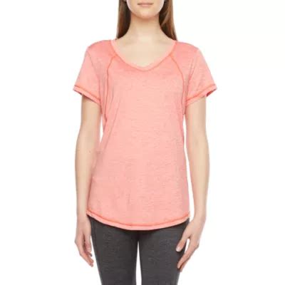 Xersion Womens V Neck Short Sleeve T Shirt Color Mandarin Red Sd