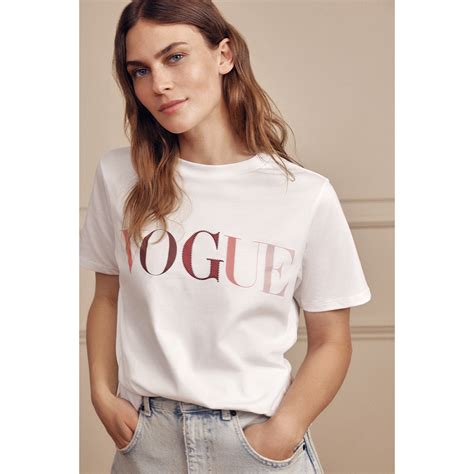 Vogue T Shirt White With Logo Print In Pink Vogue Official Store