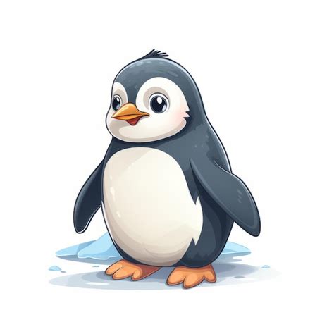 Ilustra O Bonito Do Pinguim Dos Desenhos Animados No Fundo Branco