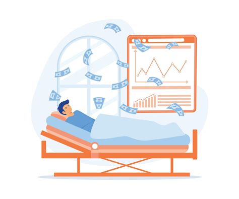 Passive income, man earning money while sleeping at home in bedroom