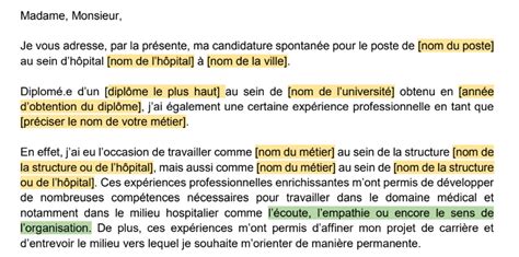 Lettre de motivation candidature spontanée hôpital exemples pour y