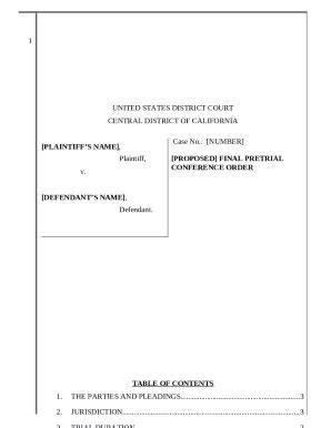 Final Pretrial Conference Order Template 5 10 22 Doc Template PdfFiller