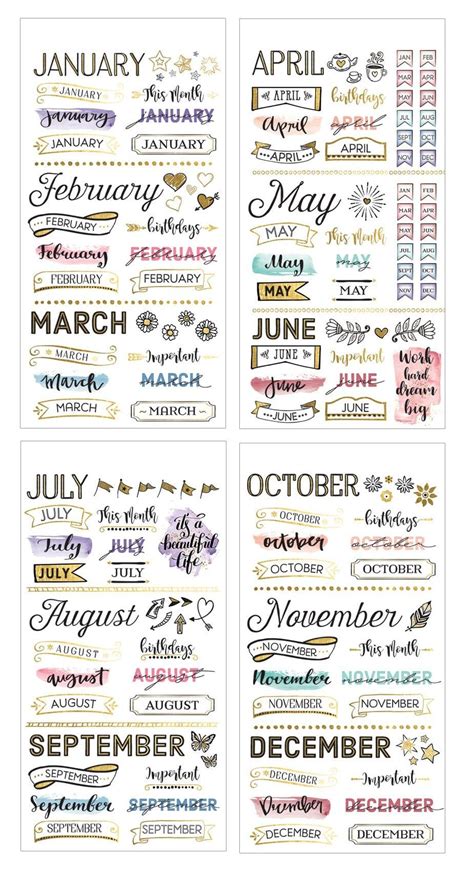 Journal stickers monthly creative – Artofit