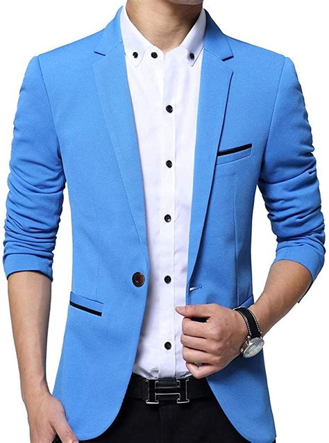 Men S Slim Fit Casual Premium Blazer Jacket Blue Us Large Label X