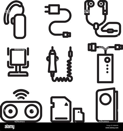 Illustration Of Accessories Icons For Mobile Phone Devices Stock Vector