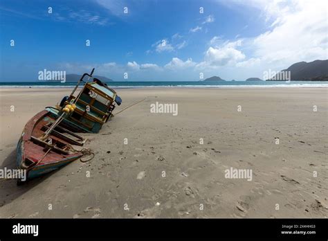 Boats Wreck On A Beach Of Con Dao In Vietnam Stock Photo Alamy